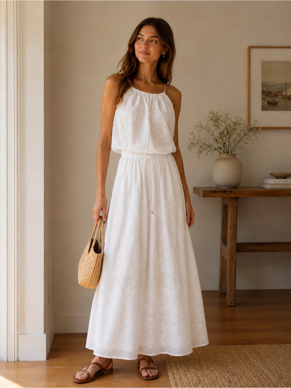 White Eyelet long Skirt - Elegant Women’s Skirt
